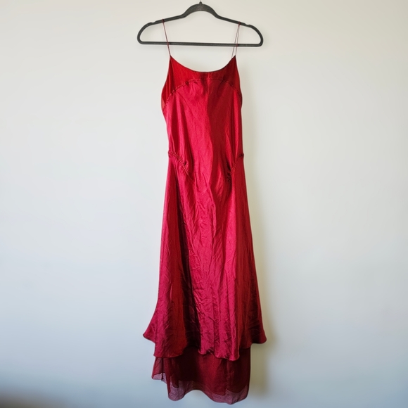 Maggie Walt Dresses & Skirts - Vintage 90's Maggie Walt 100% Silk Size S Layered Ruffle Asymmetrical Hem